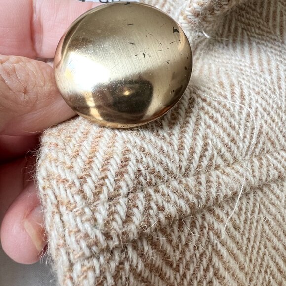 Vintage tan herringbone wool coat size xs - Picture 9 of 12